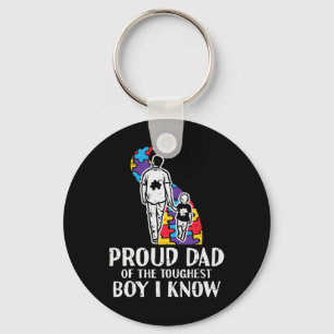 Proud Dad Toughest Boy Autism Awareness Asd Daddy Key Ring