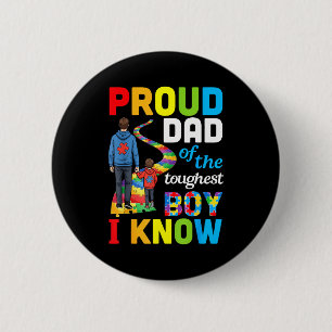 Proud Dad Toughest Boy I Know Autism Puzzle Path F 6 Cm Round Badge