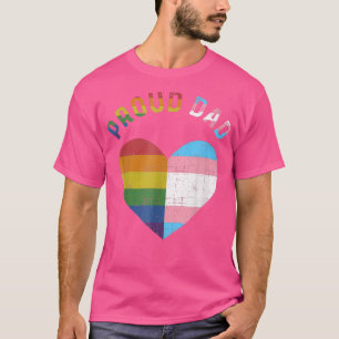Proud Dad Trans rainbow and transgender heart LGB T-Shirt