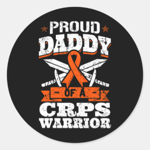 Proud Daddy Of A Crps Warrior Rsd Awareness Ribbon Classic Round Sticker