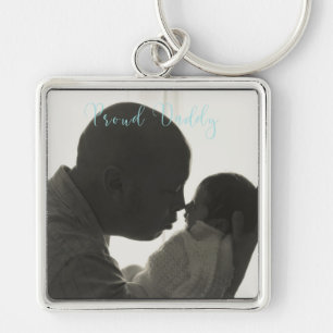 Proud Daddy Photo Large Square Keychain