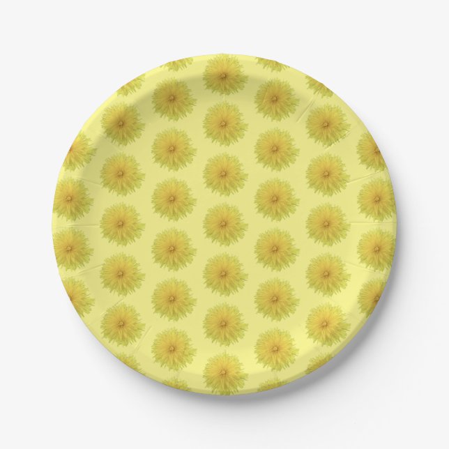 Proud Dandelion Flower - transparent. Paper Plate (Front)