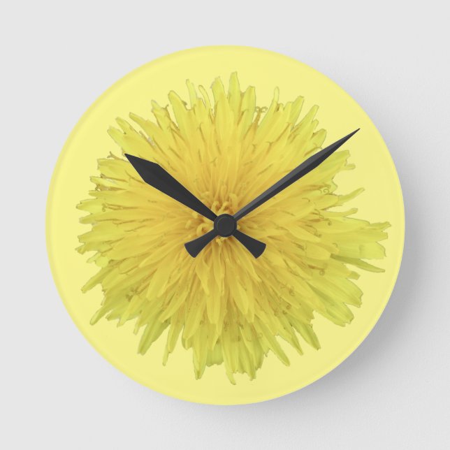 Proud Dandelion Flower - transparent.  Round Clock (Front)