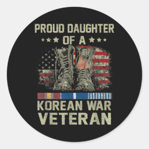 Proud Daughter Of Korean War Veteran Us Family Mat Classic Round Sticker