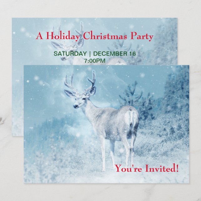 Proud Deer Standing in the Wild -  Christmas Party Invitation (Front/Back)