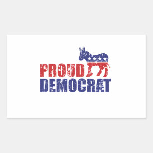 Proud Democrat Donkey Distressed Rectangular Sticker