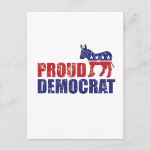 Proud Democrat Donkey Distressed Tan Postcard