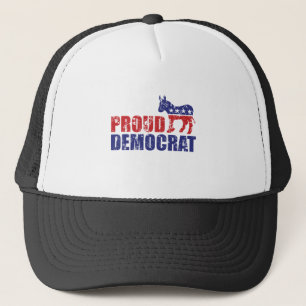 Proud Democrat Donkey Distressed Trucker Hat