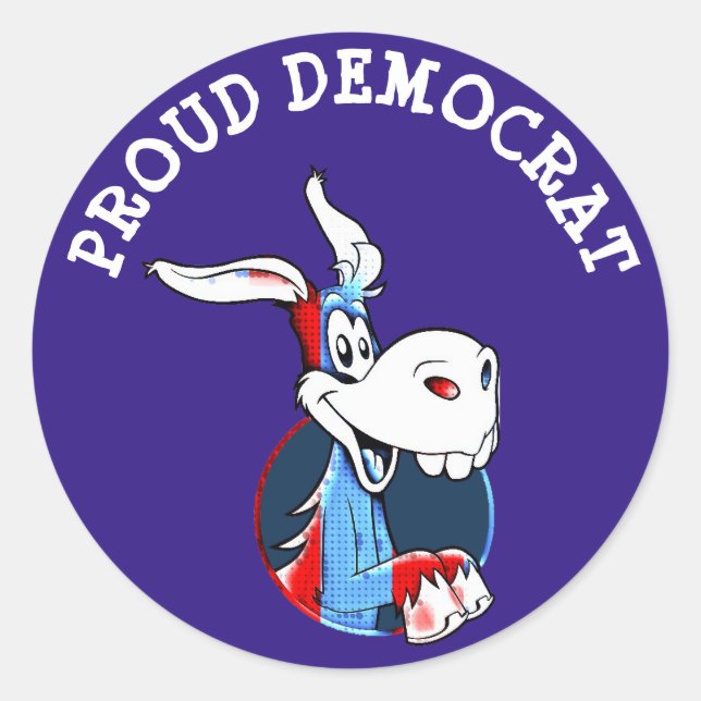 Proud Democrat Political Party Donkey Patriotic Classic Round Sticker (Front)