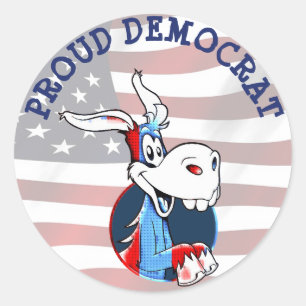 Proud Democrat Political Party Donkey Patriotic Classic Round Sticker