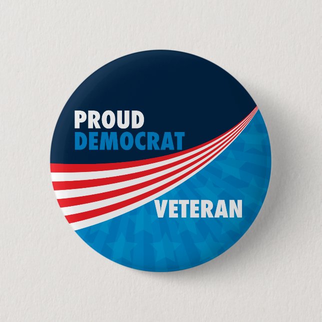 Proud Democrat Veteran 6 Cm Round Badge (Front)