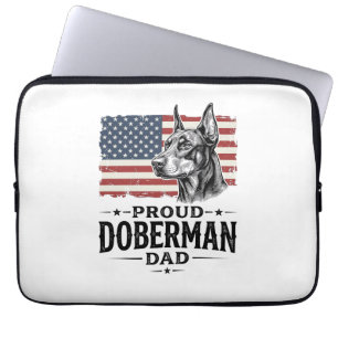 Proud Doberman Dad Vintage Flag Vector Design_1 Laptop Sleeve