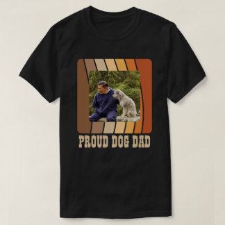 Proud Dog Dad Custom Photo Retro Vintage Sunset T-Shirt