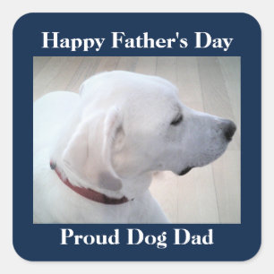 Proud Dog Dad Cute White Labrador Mix Dog Profile Square Sticker
