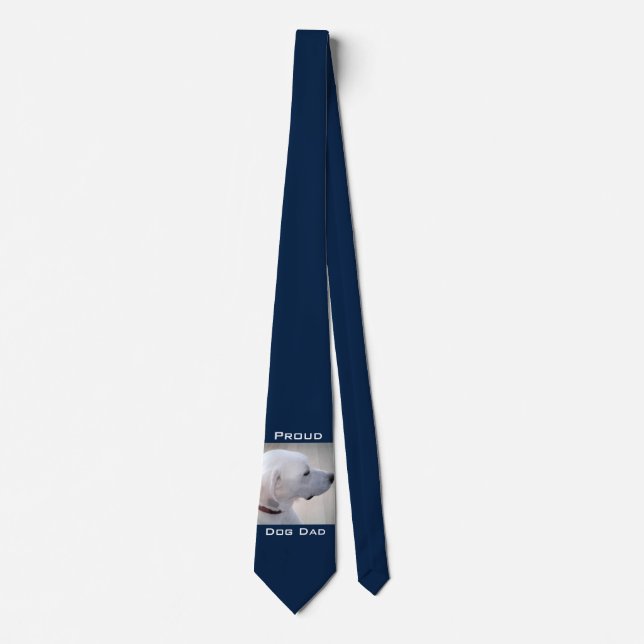 Proud Dog Dad Cute White Labrador Mix Dog Profile  Tie (Front)