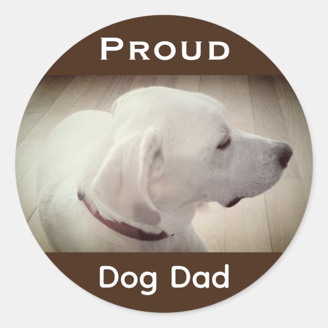 Proud Dog Dad Dark Brown Classic Round Sticker (Front)