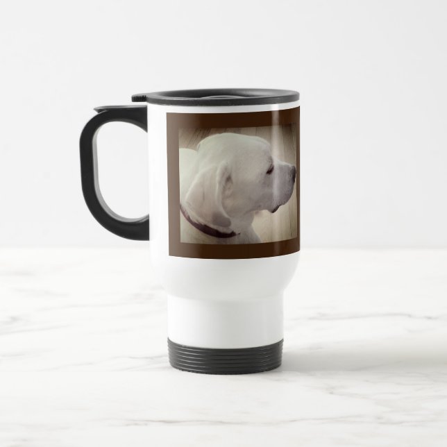 Proud Dog Dad Dark Brown Travel Mug (Left)