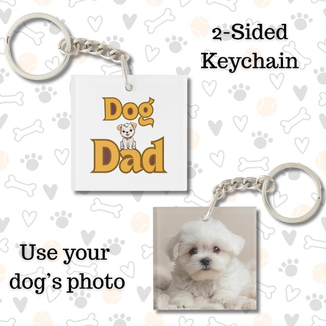 Proud Dog Dad Father's Day Double-Sided  Key Ring (2-sided Dog Dad Customizable Key Chain)