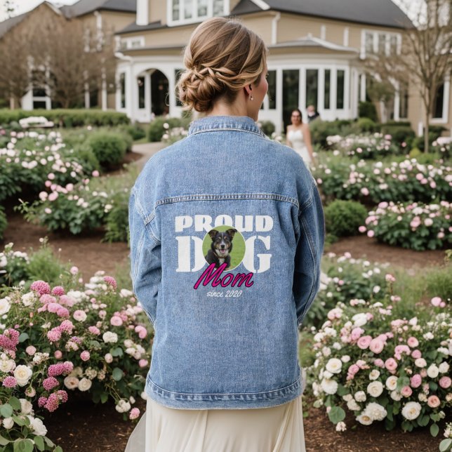 Proud Dog Mum – Custom Year & Photo Denim Jacket (Wedding Back)