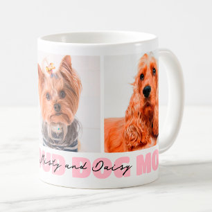 Proud Dog Mum Gift Custom Photo Collage Pink Coffee Mug