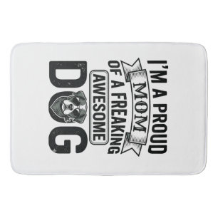 Proud Dog Mum Vintage Engraving Vector Design_1 Bath Mat