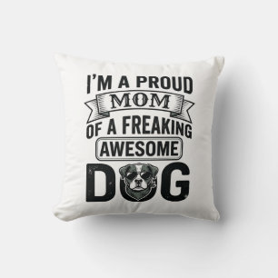 Proud Dog Mum Vintage Engraving Vector Design_1 Cushion
