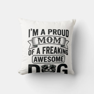 Proud Dog Mum Vintage Engraving Vector Design_1 Cushion