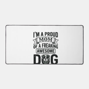 Proud Dog Mum Vintage Engraving Vector Design_1 Desk Mat
