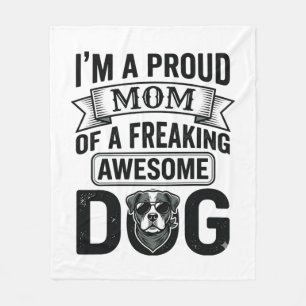 Proud Dog Mum Vintage Engraving Vector Design_1 Fleece Blanket