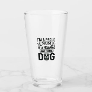 Proud Dog Mum Vintage Engraving Vector Design_1 Glass