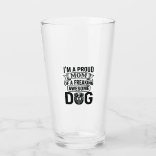Proud Dog Mum Vintage Engraving Vector Design_1 Glass