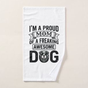 Proud Dog Mum Vintage Engraving Vector Design_1 Hand Towel