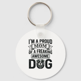 Proud Dog Mum Vintage Engraving Vector Design_1 Key Ring