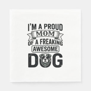 Proud Dog Mum Vintage Engraving Vector Design_1 Napkin