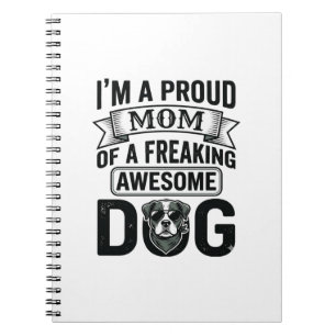 Proud Dog Mum Vintage Engraving Vector Design_1 Notebook