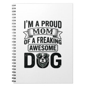 Proud Dog Mum Vintage Engraving Vector Design_1 Notebook
