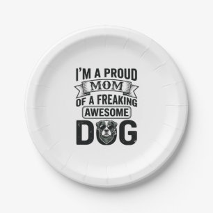 Proud Dog Mum Vintage Engraving Vector Design_1 Paper Plate