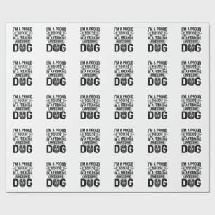 Proud Dog Mum Vintage Engraving Vector Design_1 Wrapping Paper