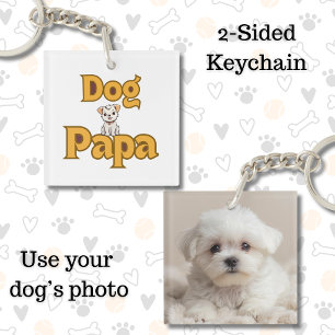 Proud Dog Papa Father's Day Double-Sided  Key Ring