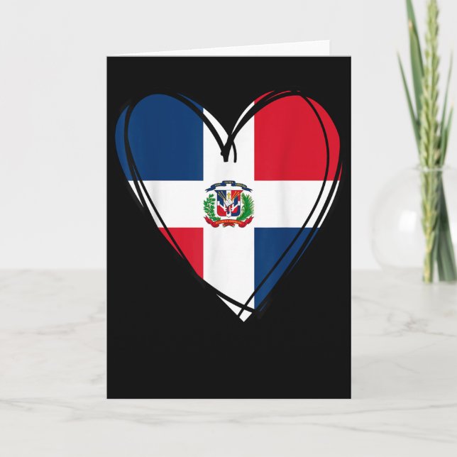 Proud Dominican Boy Girl Aunt Dad Mama Cool Flag H Card (Front)