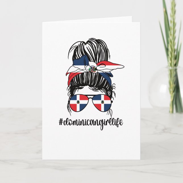 Proud Dominican Girl Dominican Republic Flag Roots Card (Front)