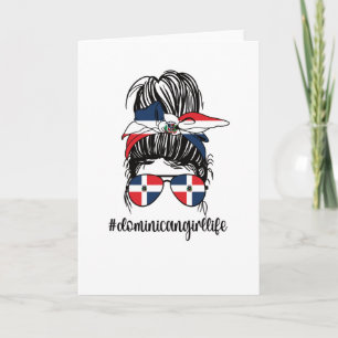 Proud Dominican Girl Dominican Republic Flag Roots Card