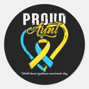 Proud Down Syndrome Aunt Awareness Classic Round Sticker