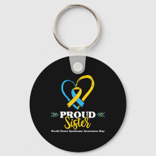 Proud Down Syndrome Sister Awareness 2 Key Ring