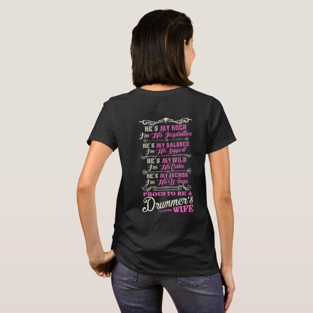 Proud Drummer Wife T-Shirt (Back Full)