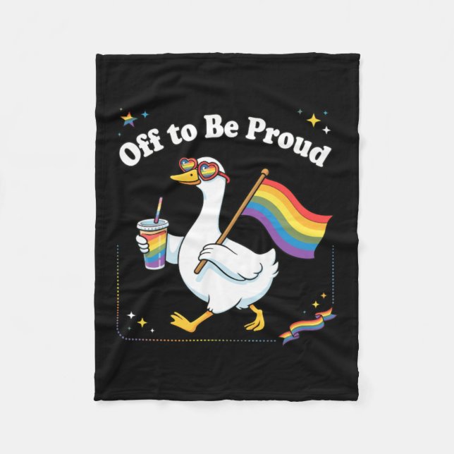 Proud Duck On Parade Rainbow Drink Fleece Blanket (Front)