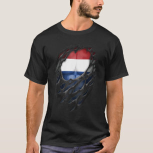 Proud Dutch Roots Heritage Torn Ripped Netherlands T-Shirt