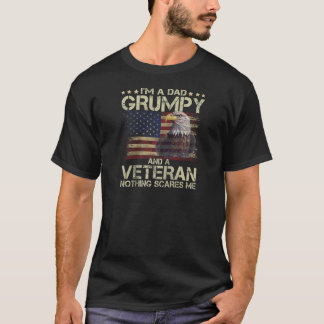Proud Eagl I m Dad Grumpy and Veteran American Fla T-Shirt