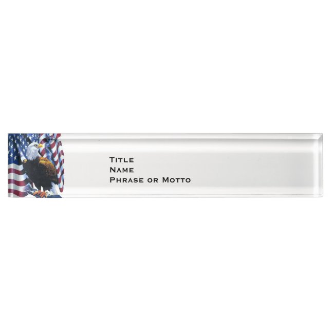 Proud Eagle American Flag USA red white blue Nameplate (Front)