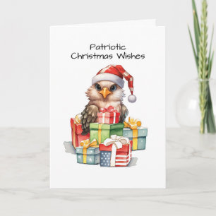 Proud Eagle Santa Hat Patriotic Christmas Gifts Card